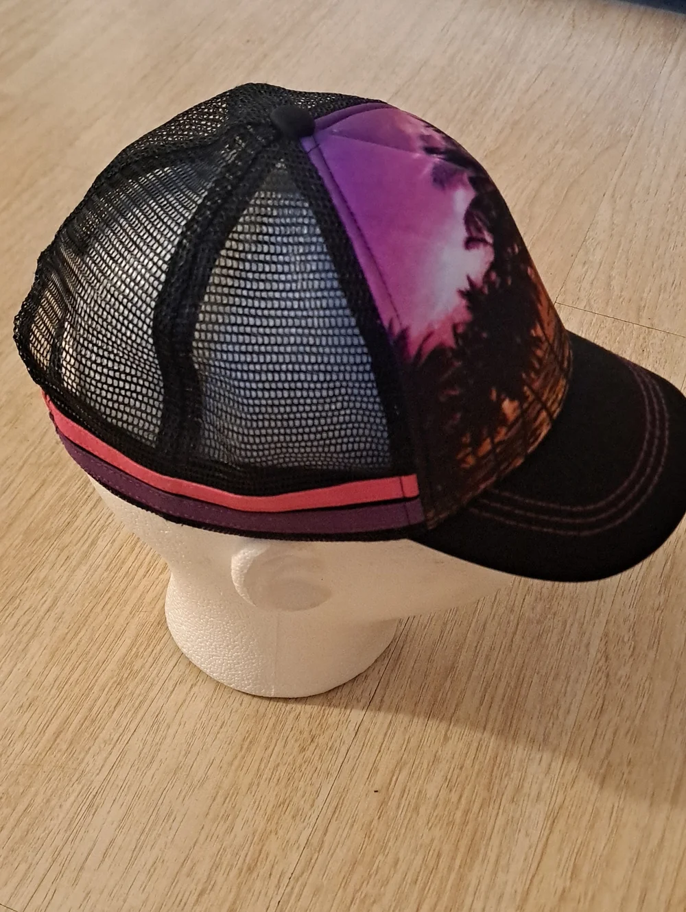Roxy Pink and Orange Tropical Palm Trucker Hat